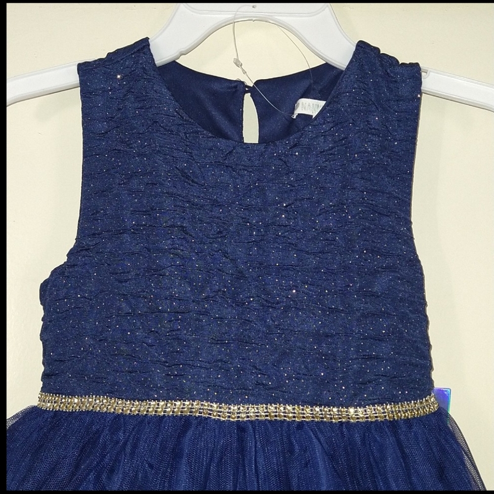 Flower girl dress sleeveless embroidered tulle sparkly dress size 5 - Picture 4 of 14